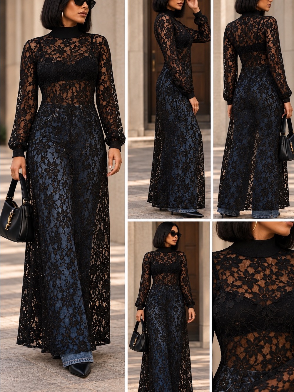 Elegant Black Lace Maxi Dress-Versatile